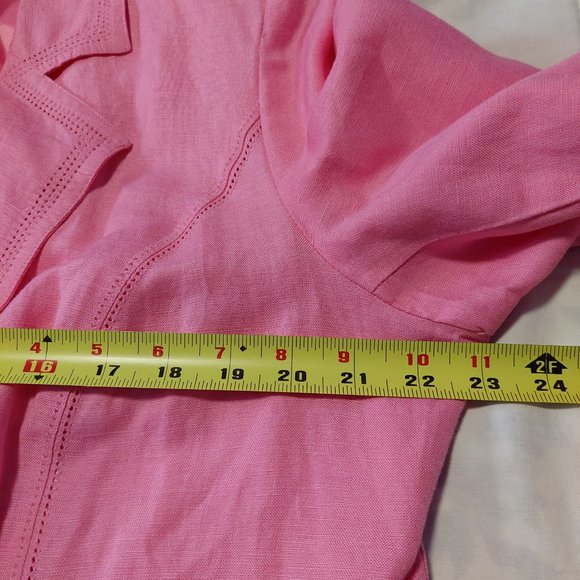 Notations PINK LINEN BLAZER WITH SINGLE BUTTON - 1X - Picture 6 of 8